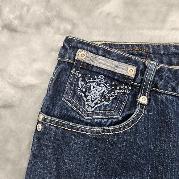 Village Jeans Womens 22 Blue Dark Wash High Rise Bootcut Stretch Denim Casual - Picture 2 of 16